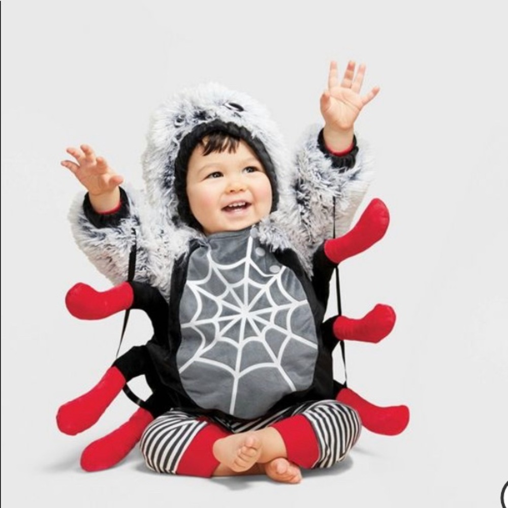 🌹SOLD🌹Too Cute!NEW! 6-12M Red Black Grey Baby Boy Girl Spider Baby Costume